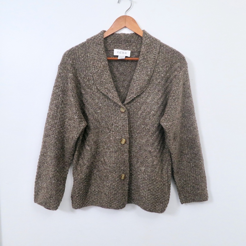 Women's Tweed Textured Knit Fisherman's Cardigan Size Sm / Med Made in USA